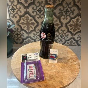 VINTAGE 1996 OLYMPIC COLLECTIBLES-Coca-Cola Bottle Key Tag and Olympic Pin- NEW